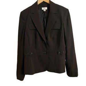 Ann Taylor Loft Womens Chocolate Brown Blazer Size 12